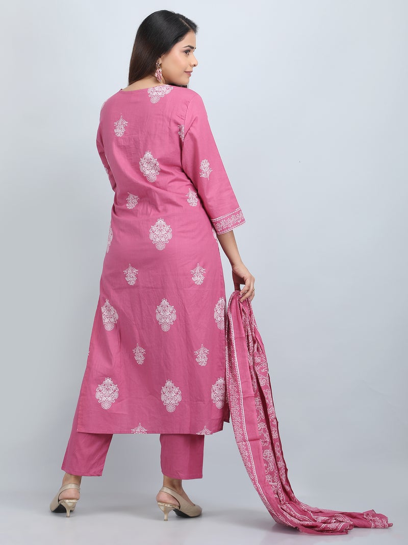Shifory Floral Print Pink Kurta Set for Women - Image 4